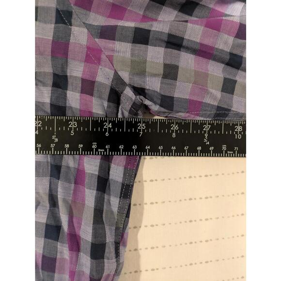 Alfani Modern Fit Plaid Button Down Shirt Purple Gray Checkered Mens XL - Picture 5 of 6